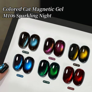 6 Colors Colored Cat Magnetic Gel M106 Sparkling Night 7ml Gel Nail Polish BORN PRETTY 