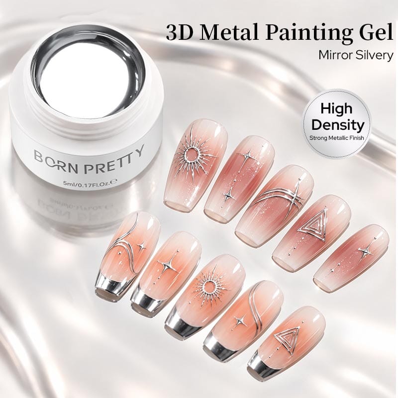 3D Metal Painting Gel Mirror Silvery 5ml Gel Nail Polish BORN PRETTY 
