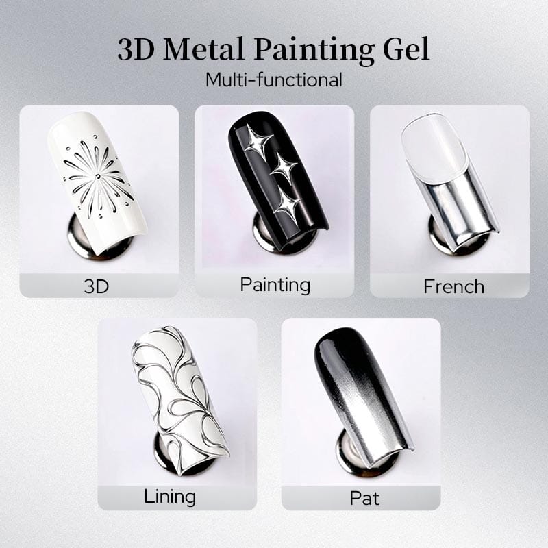 3D Metal Painting Gel Mirror Silvery 5ml Gel Nail Polish BORN PRETTY 