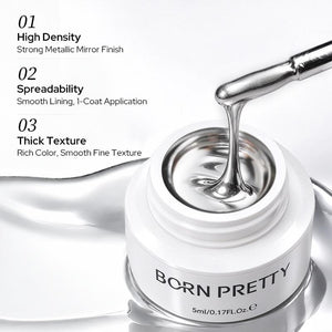 3D Metal Painting Gel Mirror Silvery 5ml Gel Nail Polish BORN PRETTY 