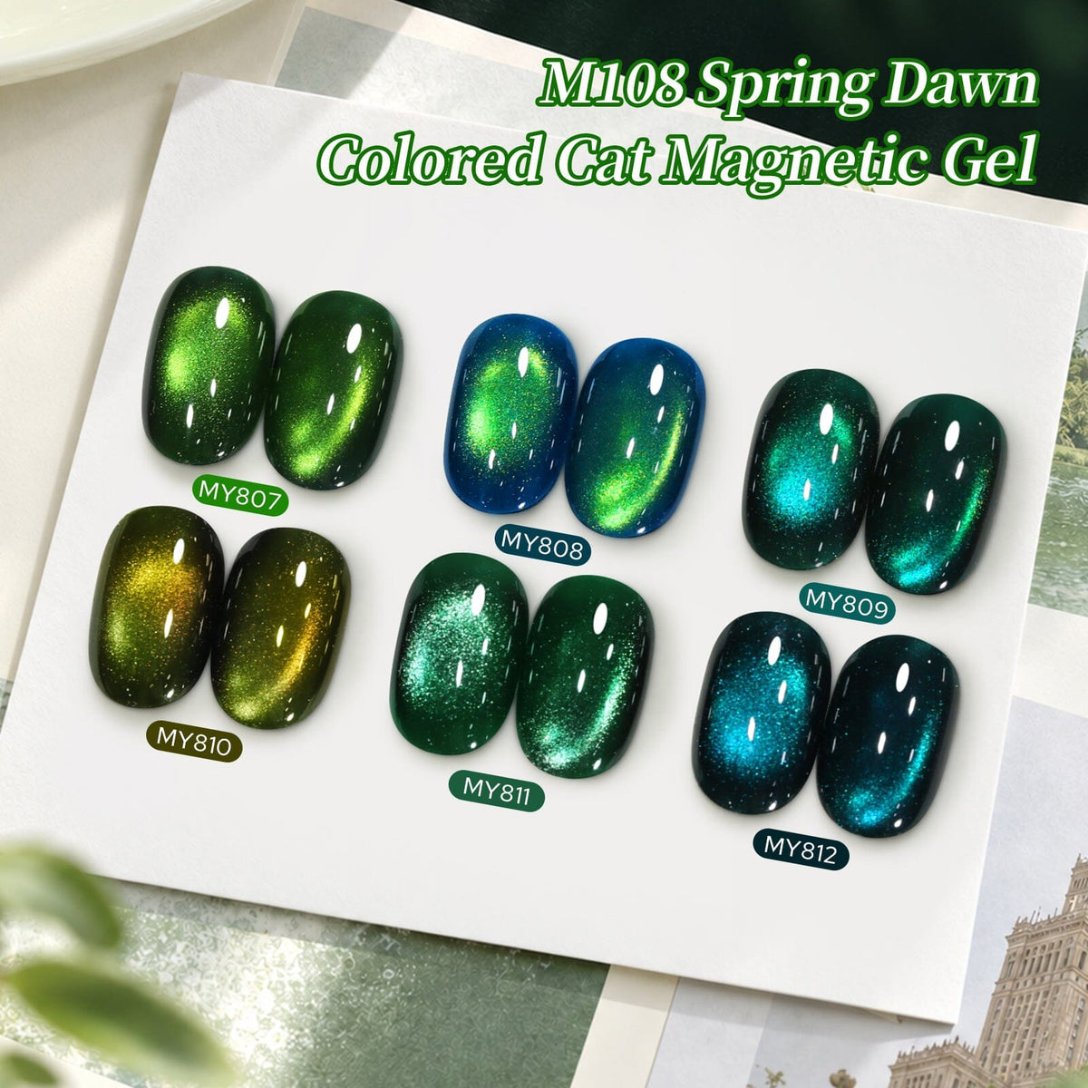 6 Colors Colored Cat Magnetic Gel M108 Spring Dawn 7ml Gel Nail Polish BORN PRETTY 
