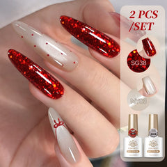 2pcs Set Glitter Gel SG38 & Cat Magnetic Gel MY03 10ml Gel Nail Polish BORN PRETTY 