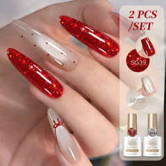 2pcs Set Glitter Gel SG39 & Cat Magnetic Gel MY03 10ml Gel Nail Polish BORN PRETTY 