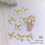 10pcs Bowknot Gold Silver Alloy Nail Decoration DIY Nails BORN PRETTY 06 