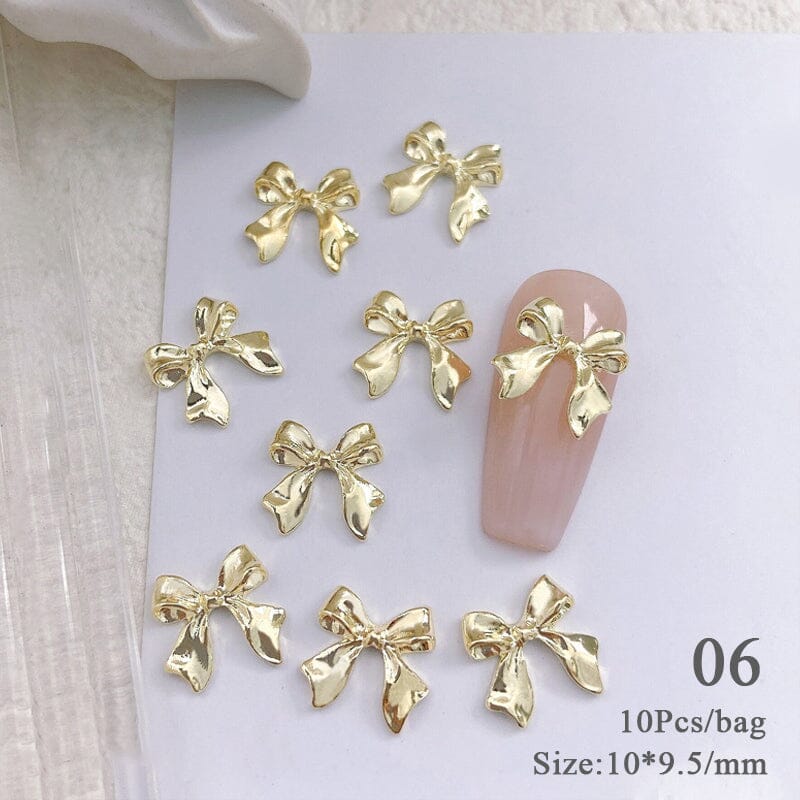 10pcs Bowknot Gold Silver Alloy Nail Decoration DIY Nails BORN PRETTY 06 