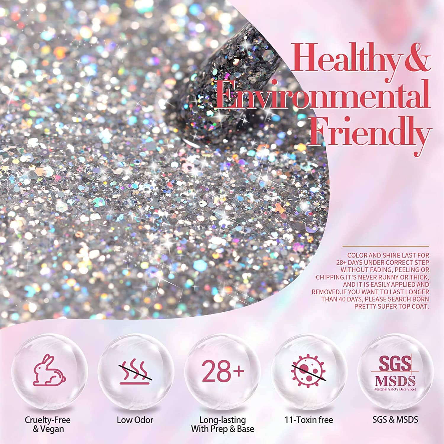 [US ONLY] Glitter Gel Polish 6 Colors Set Kits & Bundles BORN PRETTY 