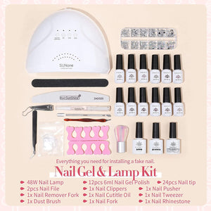 [US ONLY] All-In-One Starter Kit 48W Nail Lamp 12 Colors Gel Polish Set Kits & Bundles BORN PRETTY 