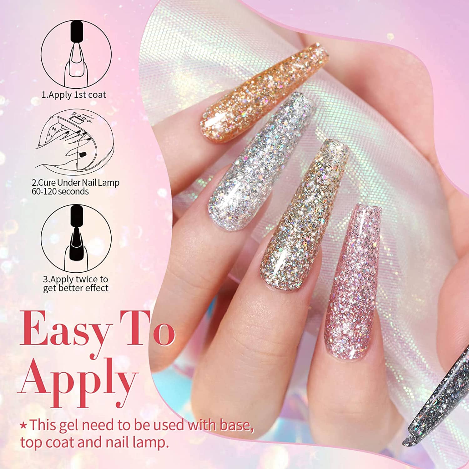 [US ONLY] Glitter Gel Polish 6 Colors Set Kits & Bundles BORN PRETTY 