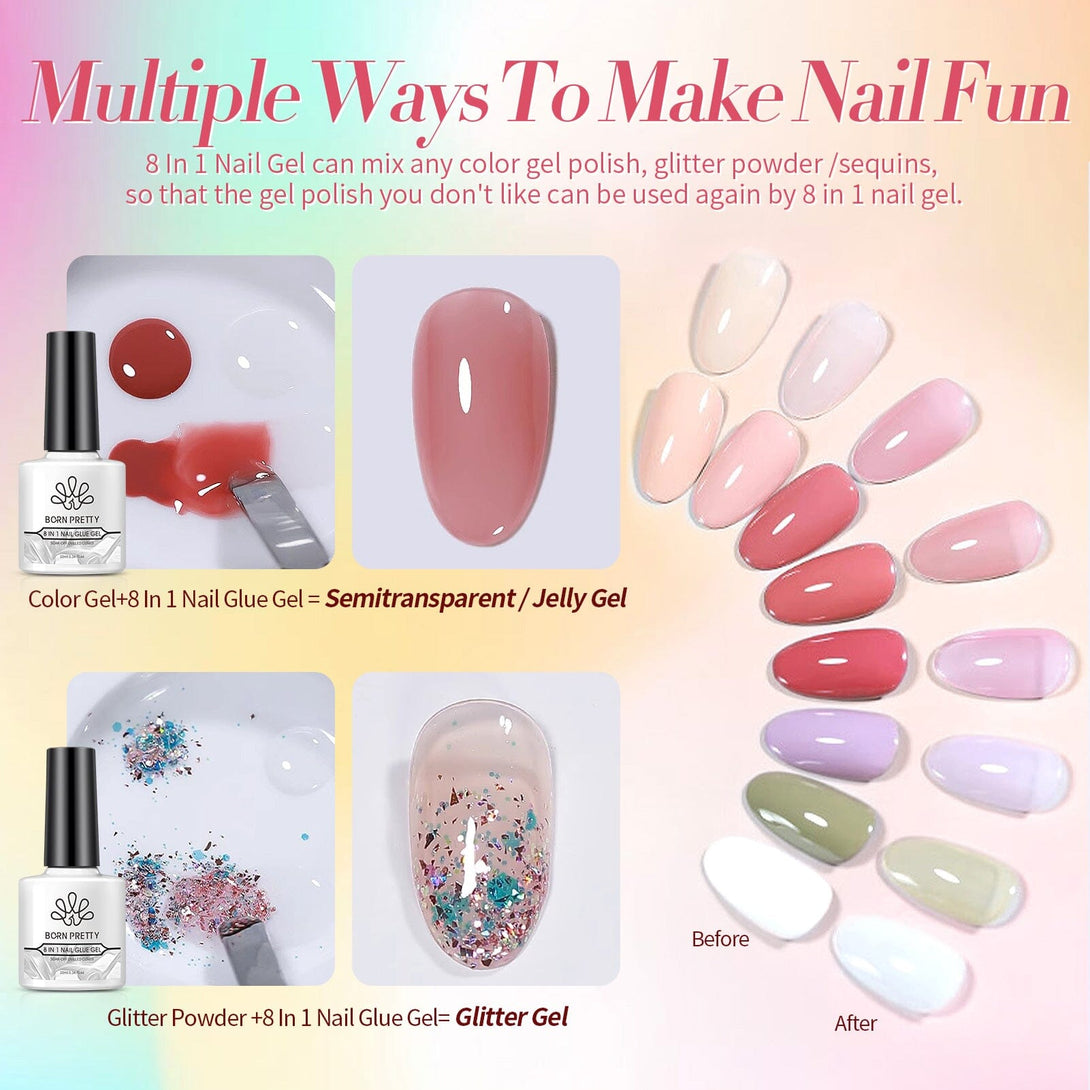 52pcs Gel Polish Set 46 Bright Colors with 6pcs Base Top Coat Kit Gel Nail Polish BORN PRETTY 