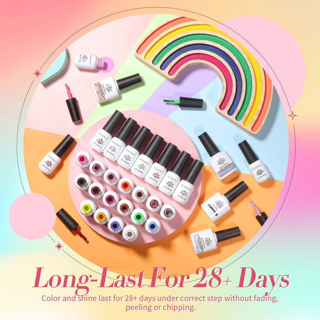 52pcs Gel Polish Set 46 Bright Colors with 6pcs Base Top Coat Kit Gel Nail Polish BORN PRETTY 