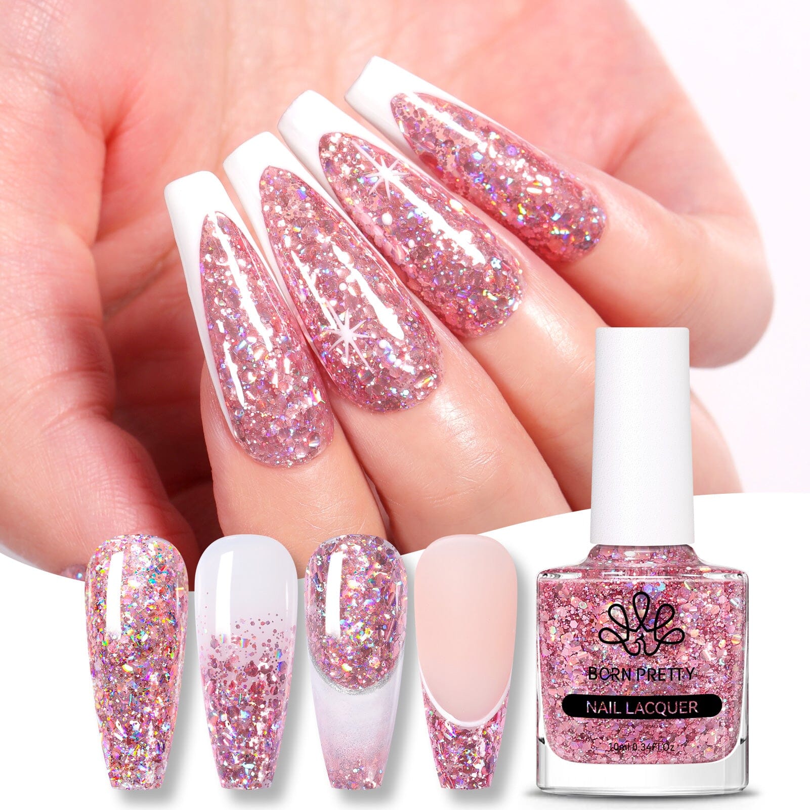 Rose Gold Iridescent Sequins Nail Polish 10ml Nail Polish BORN PRETTY 