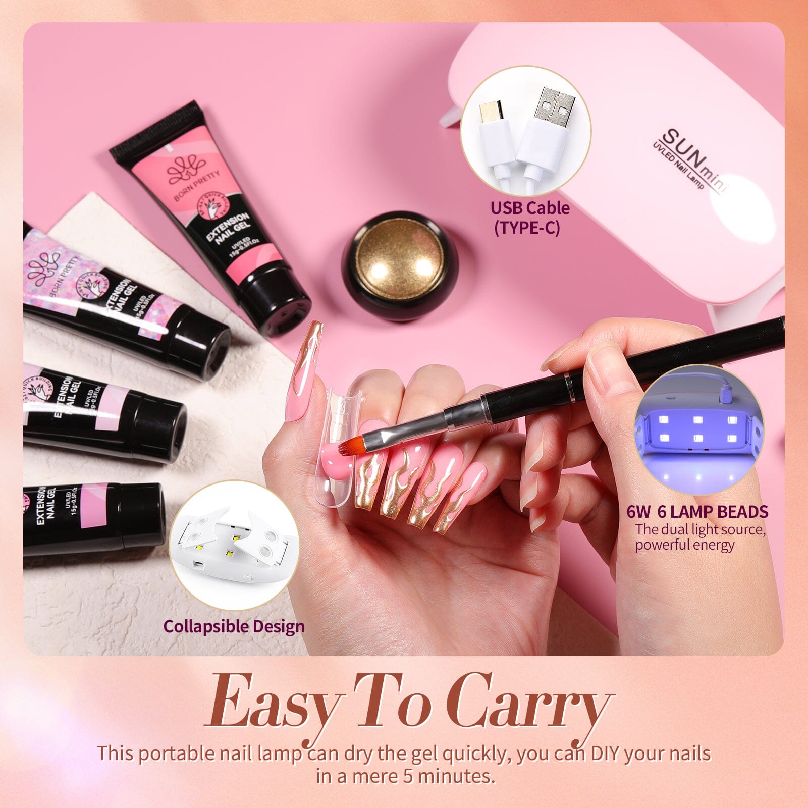 12 Colors Pink Nude Extension Nail Gel Starter Kit 15ml Gel Nail Polish BORN PRETTY 