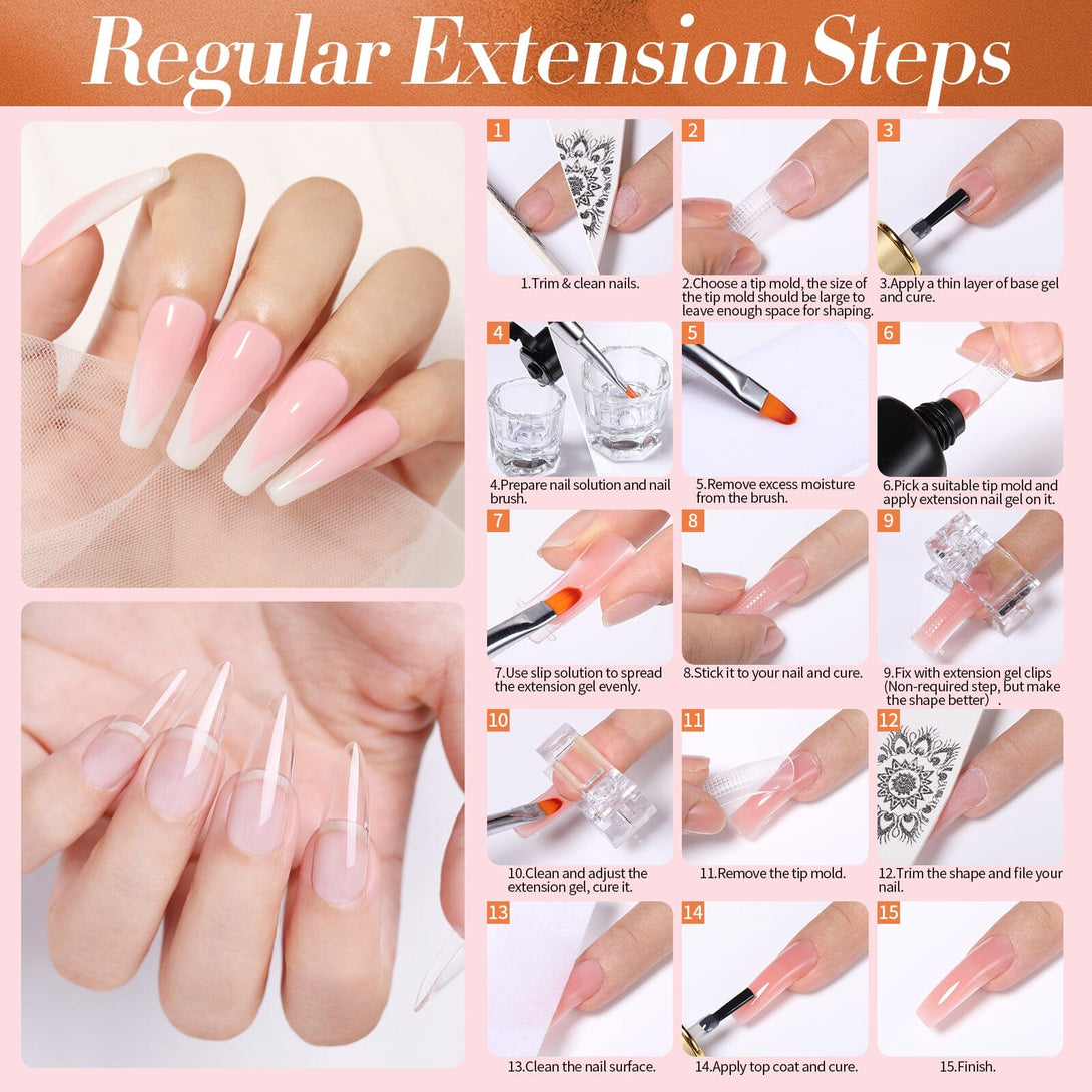 12 Colors Pink Nude Extension Nail Gel Starter Kit 15ml Gel Nail Polish BORN PRETTY 