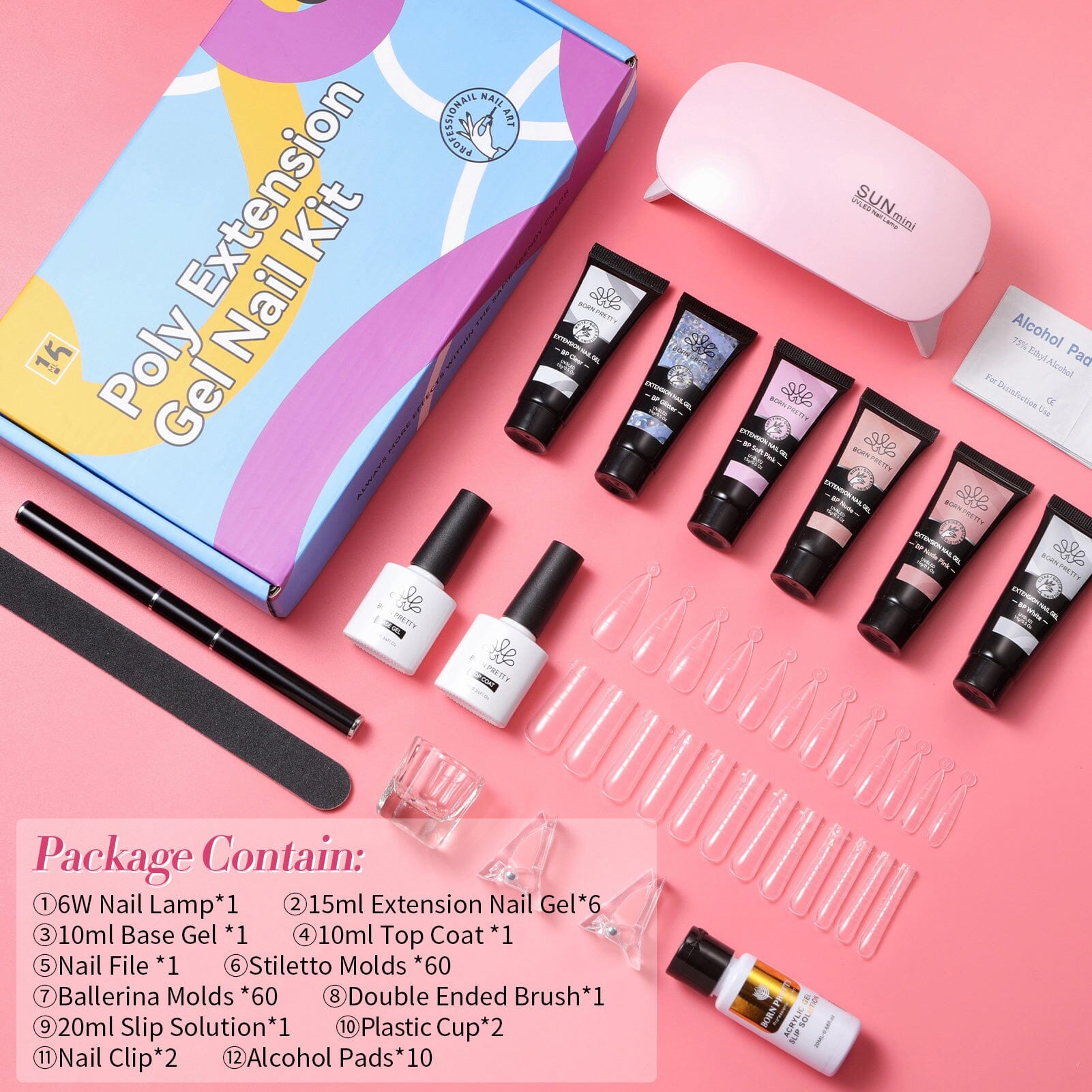 6 Colors Extension Nail Gel Starter Kit Gel Nail Polish BORN PRETTY 