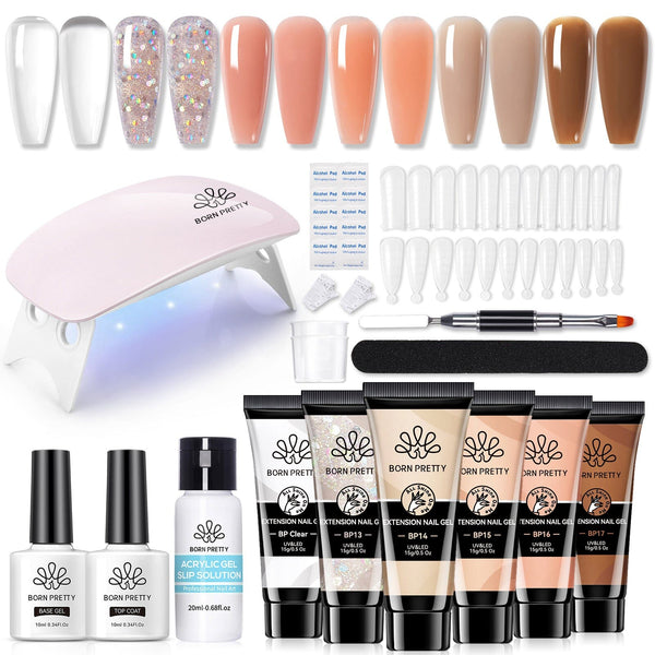 6 Colors Starter Kit Poly Extension Gel Nude 15ml Gel Nail Polish BORN PRETTY 