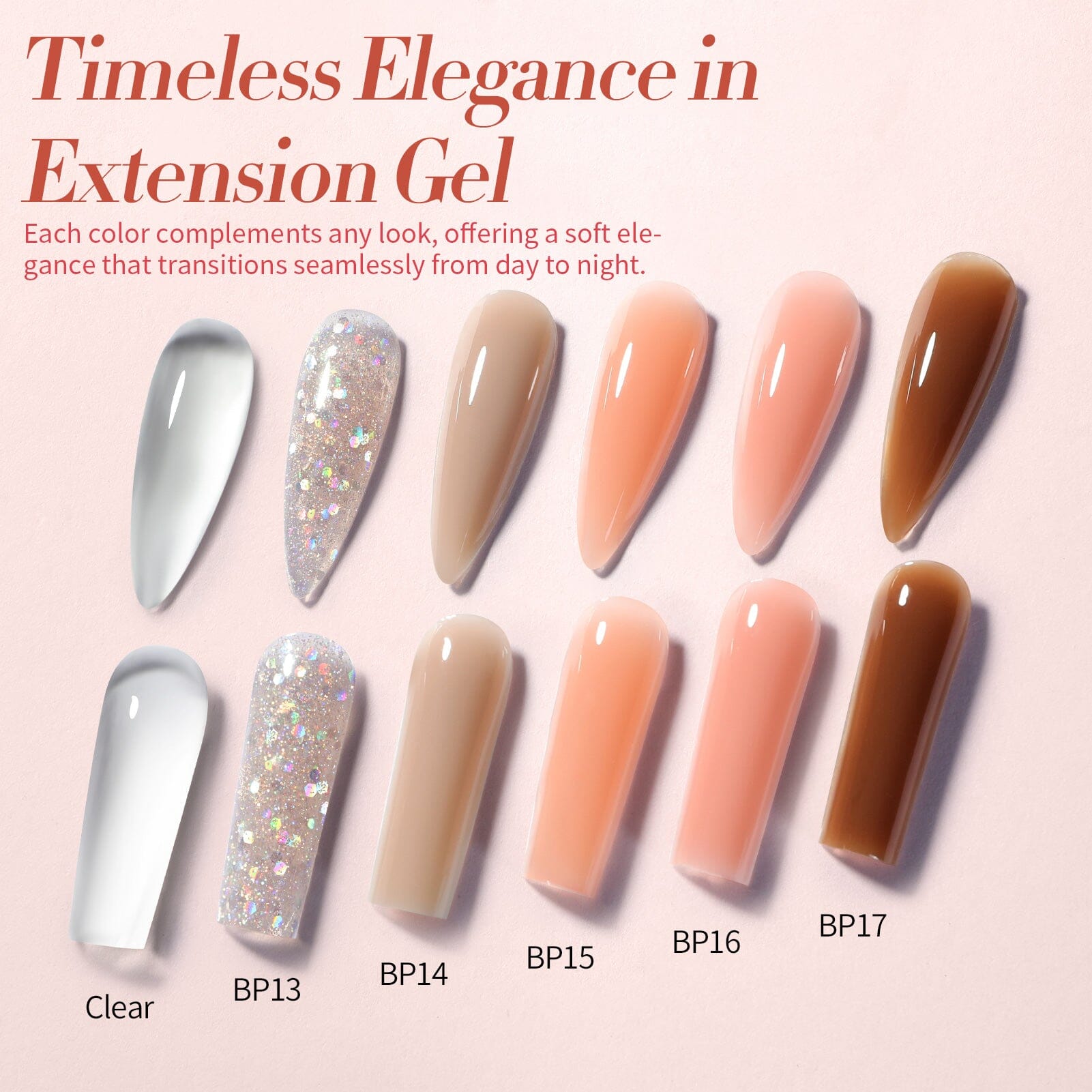 6 Colors Starter Kit Poly Extension Gel Nude 15ml Gel Nail Polish BORN PRETTY 