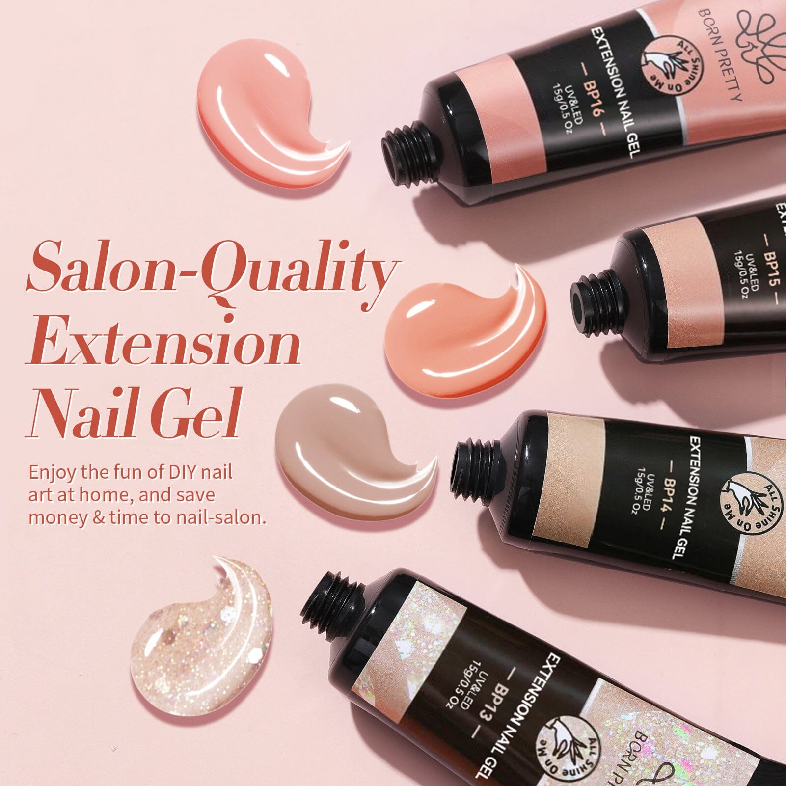 6 Colors Starter Kit Poly Extension Gel Nude 15ml Gel Nail Polish BORN PRETTY 