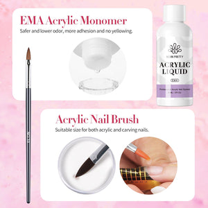 9pcs Acyrlic Nail Kit 3 Colors Acrylic Powder Liquid Tools Kit Nail Powder BORN PRETTY 