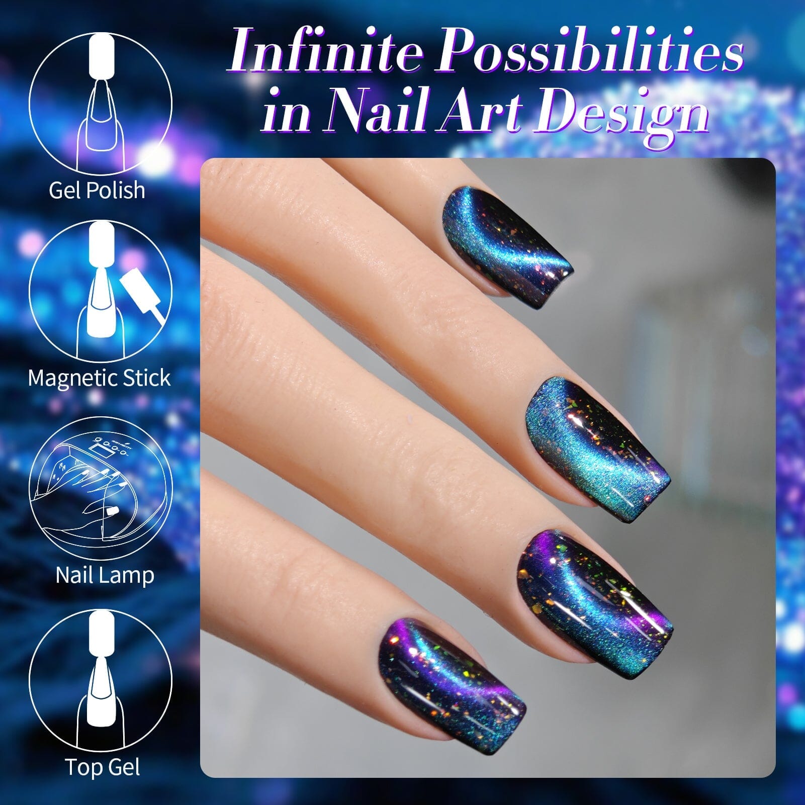 Blue Cat Magnetic Gel Polish MY35 Starry Sky 15ml Gel Nail Polish BORN PRETTY 