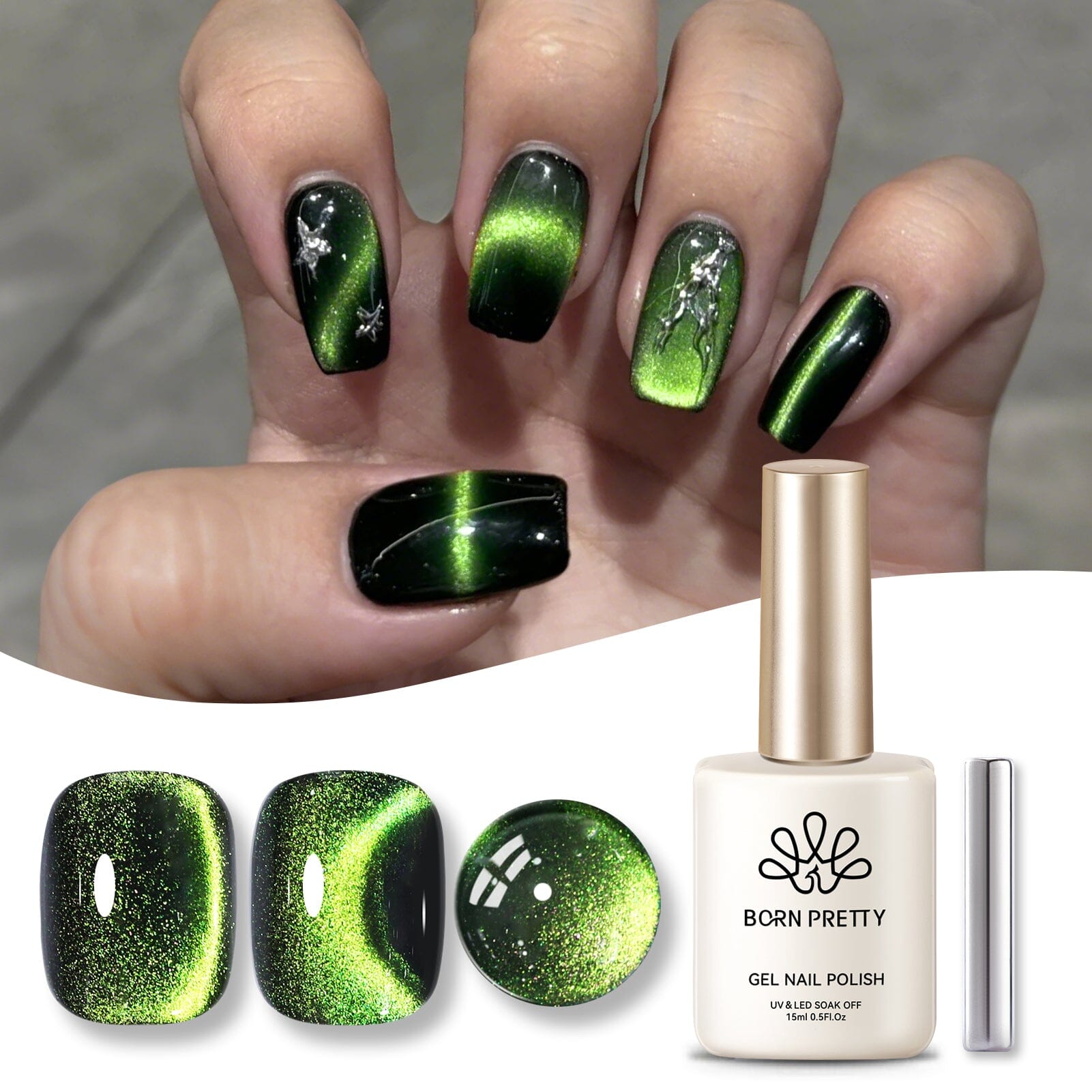 Green Cat Magnetic Gel Polish MY34 Wormhole 15ml Gel Nail Polish BORN PRETTY 