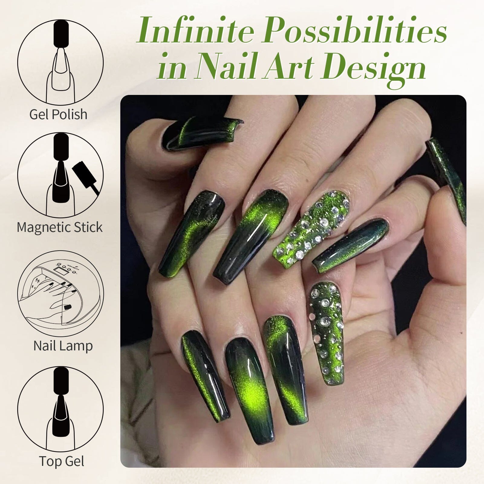 Green Cat Magnetic Gel Polish MY34 Wormhole 15ml Gel Nail Polish BORN PRETTY 
