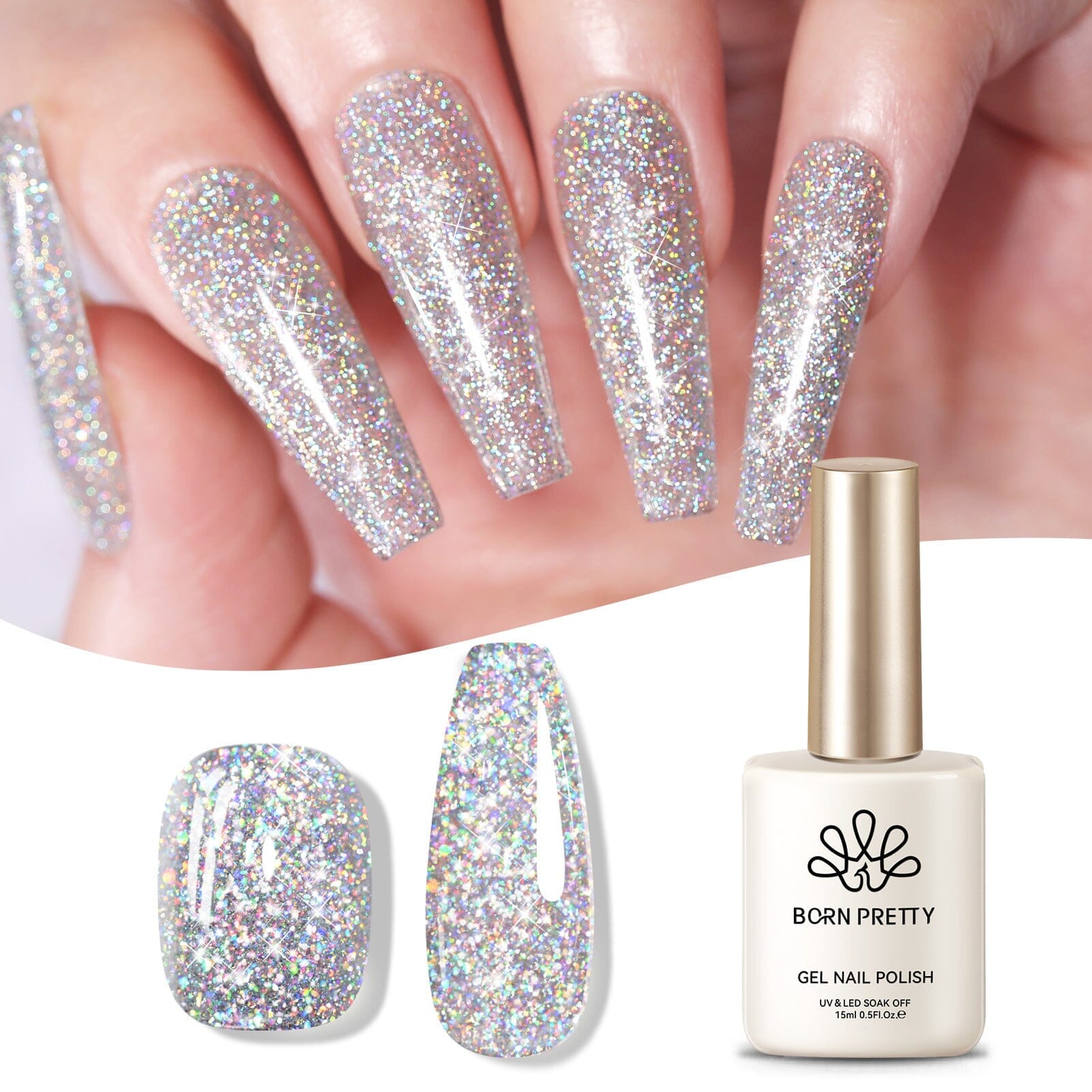 🎁 Glitter Gel Polish LS01 Super Laser 15ml (100% off) BORN PRETTY 