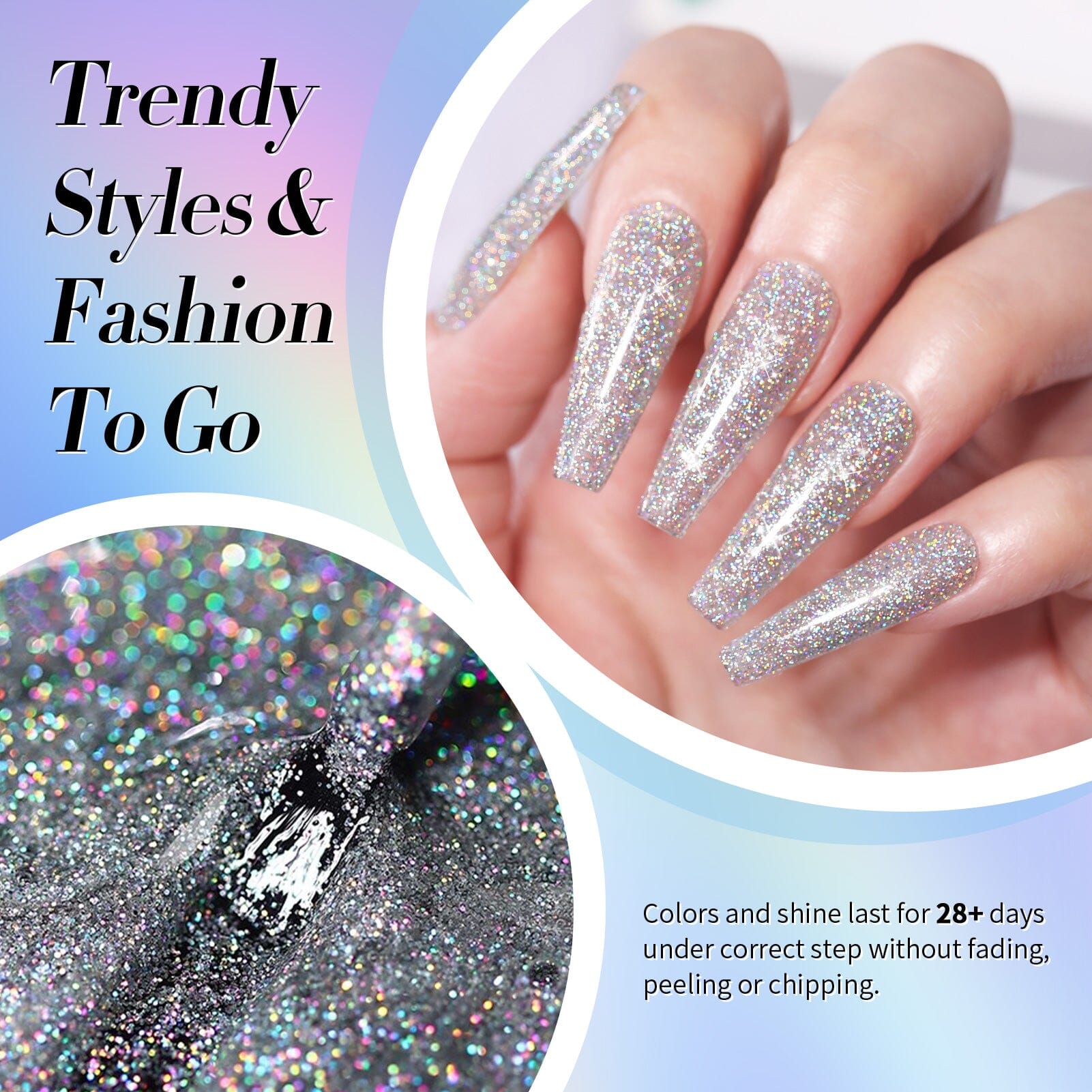 Multicolor Shinny Glitter Gel Polish LS01 Super Laser 15ml Gel Nail Polish BORN PRETTY 
