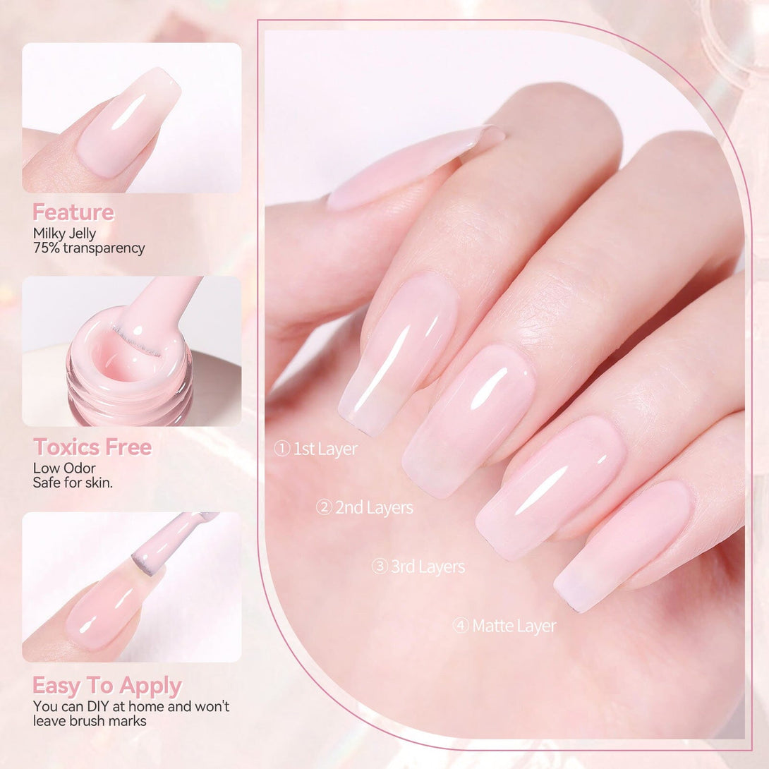 Pink Hema-Free Milky Jelly Gel Polish #17 15ml Gel Nail Polish BORN PRETTY 
