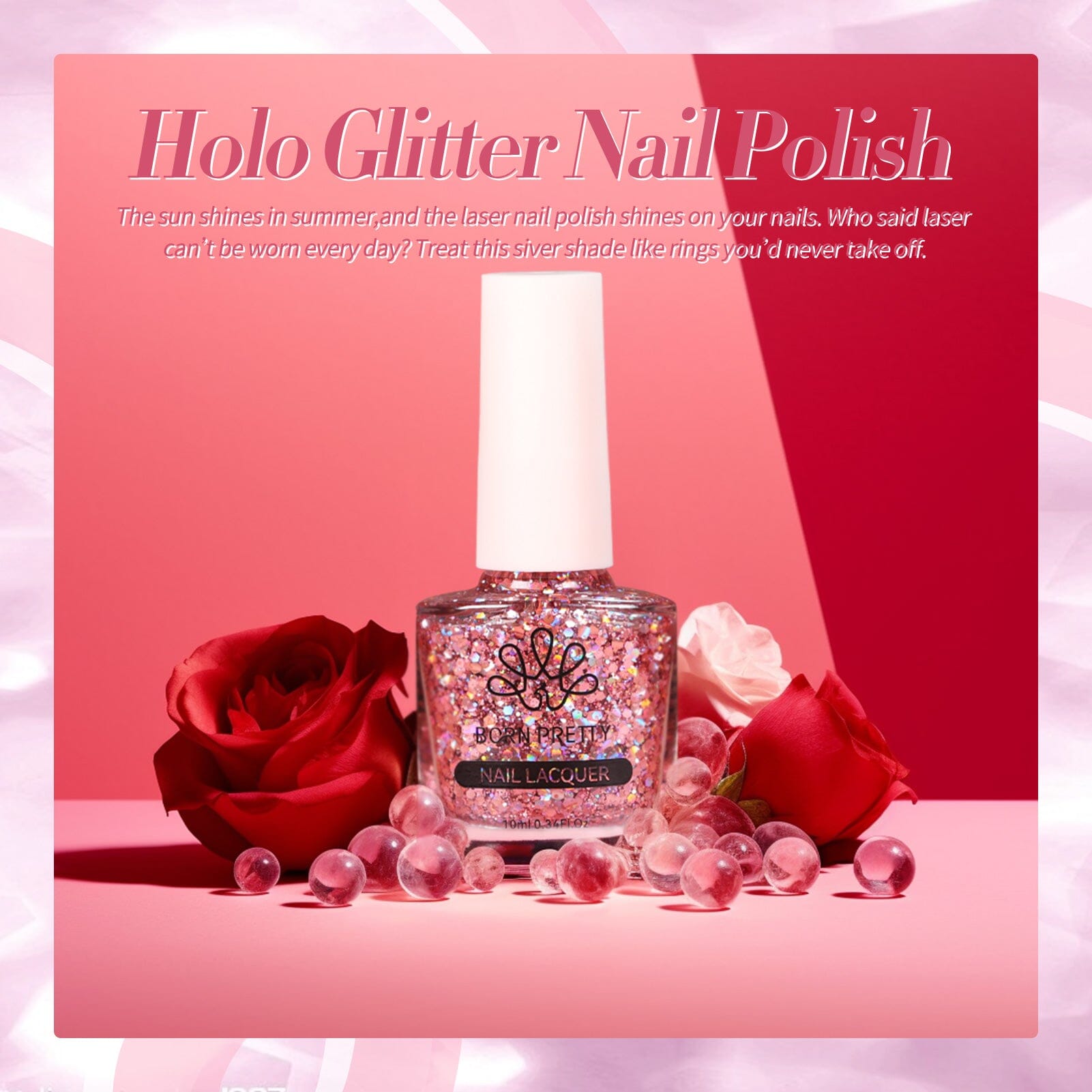 Rose Gold Iridescent Sequins Nail Polish 10ml Nail Polish BORN PRETTY 
