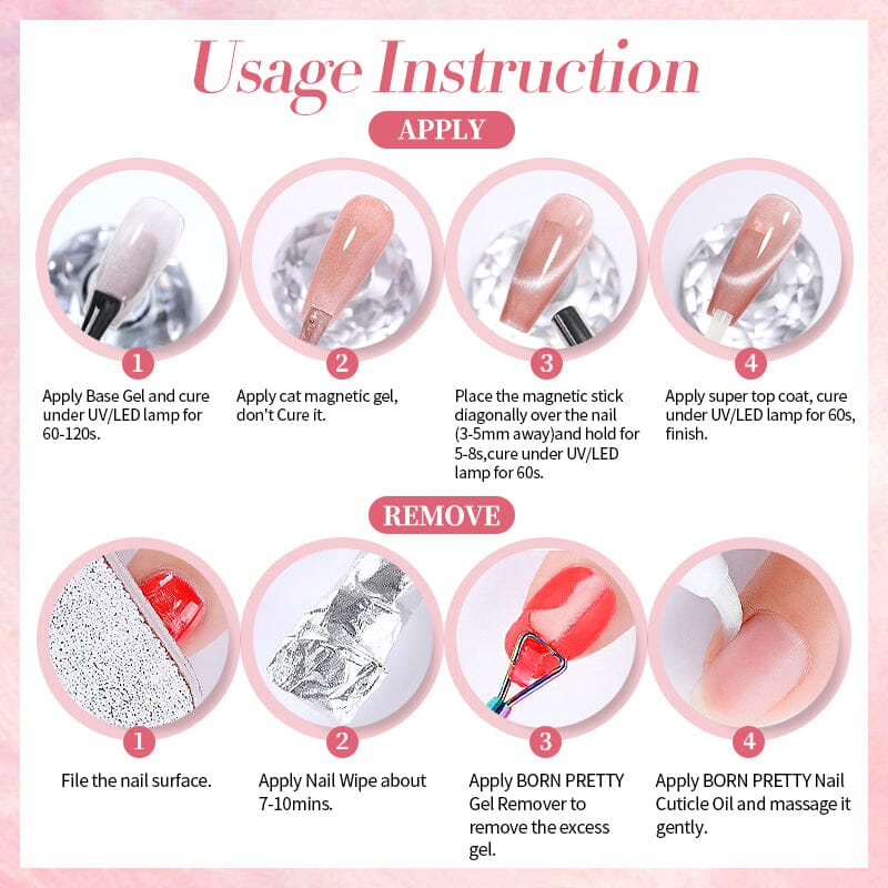 Pink Collection Cat Magnetic Gel Polish 10ml Gel Nail Polish BORN PRETTY 