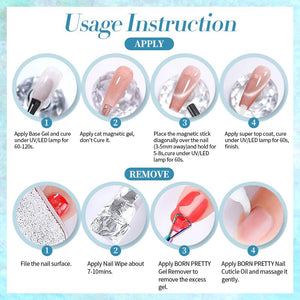 Blue Collection Cat Magnetic Gel Polish 10ml Gel Nail Polish BORN PRETTY 