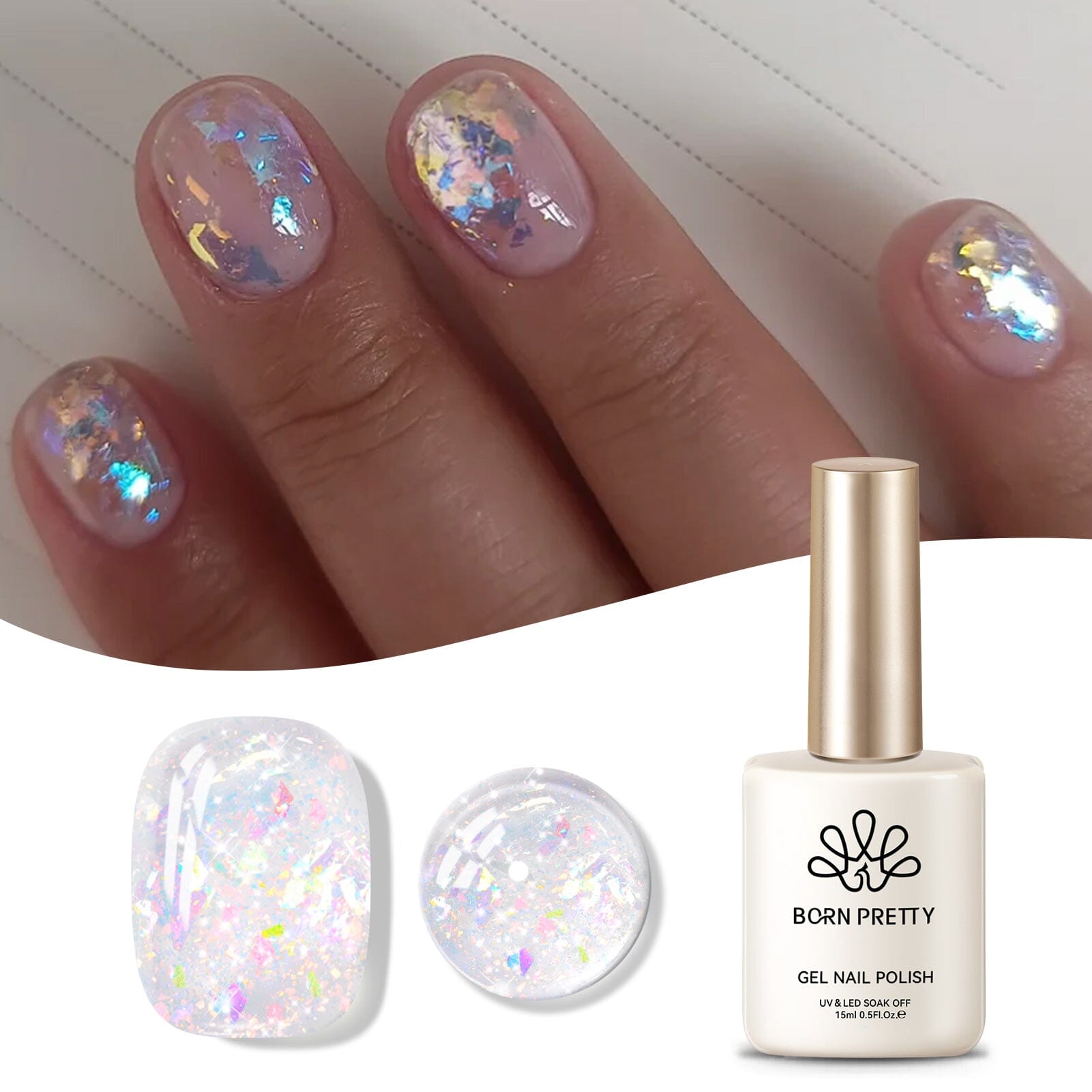 Multicolor Sequins Glitter Gel Polish SG01 Rippling Dream 15ml Gel Nail Polish BORN PRETTY 