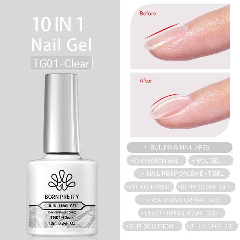 10 IN 1 Nail Gel Clear TG01 10ml Gel Nail Polish BORN PRETTY 
