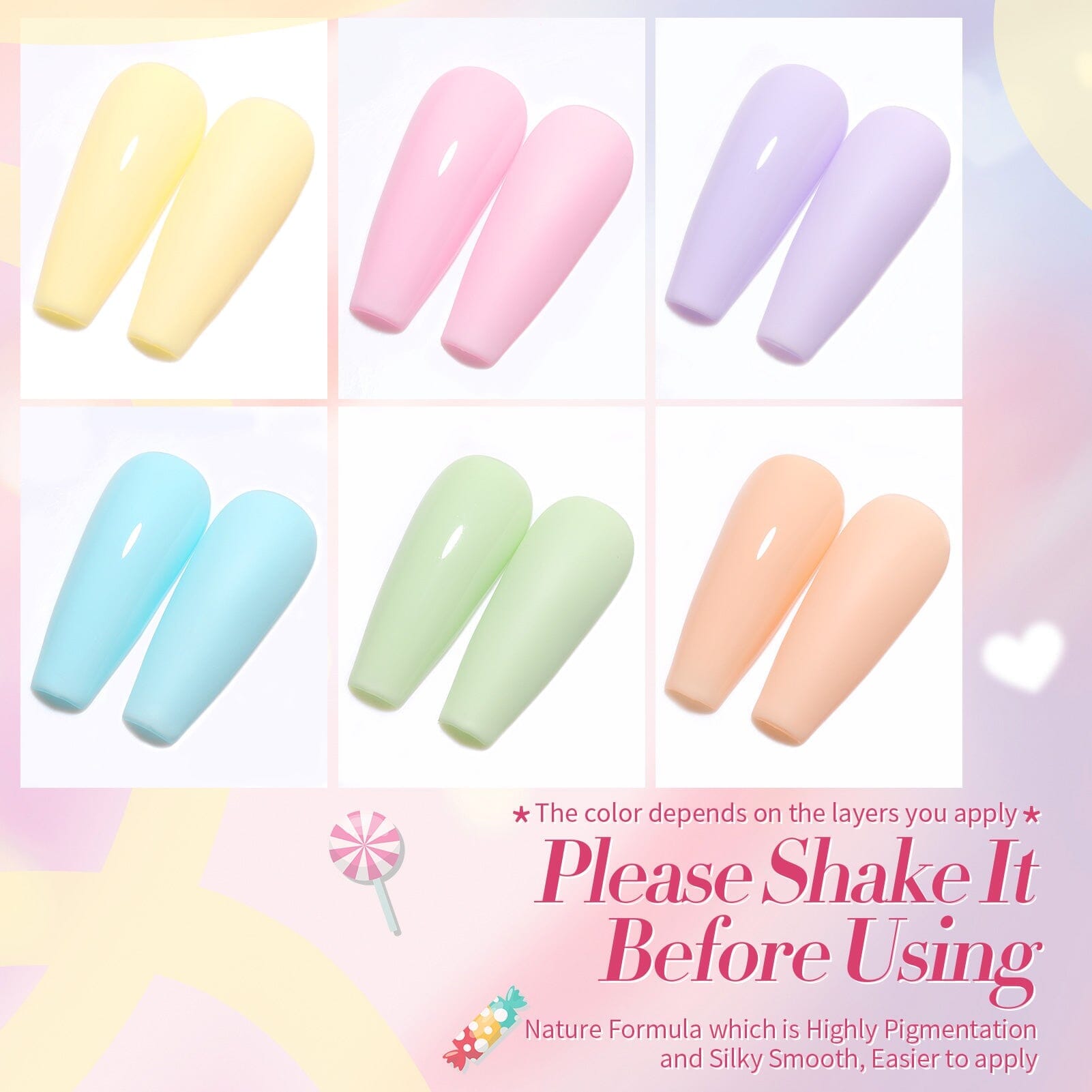 6 Colors Gel Polish Set Candy Paradise 7ml Gel Nail Polish BORN PRETTY 