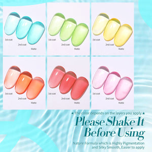 6 Colors Jelly Gel Set Sea Glass 7ml Gel Nail Polish BORN PRETTY 