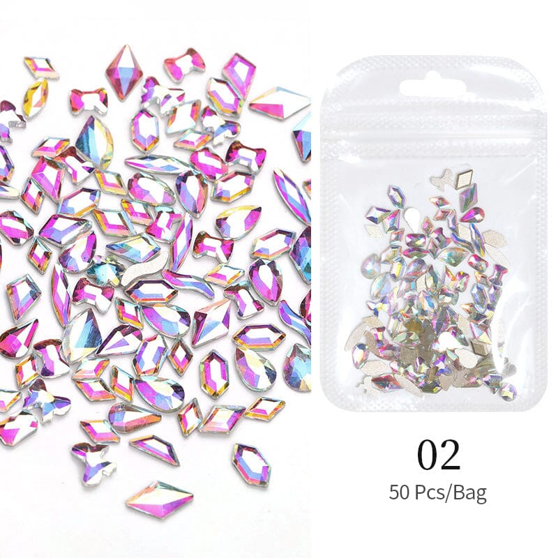 50pcs Aurora Flat Bottom Nail Rhinestones Nail Decoration No Brand 