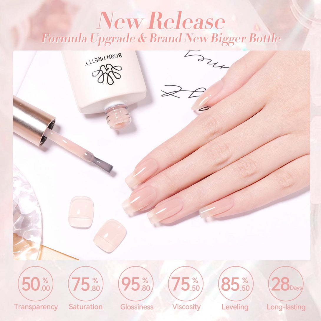 X-Jelly Gel HEMA FREE Semi Jelly Gel Nude #02 15ml Gel Nail Polish BORN PRETTY 
