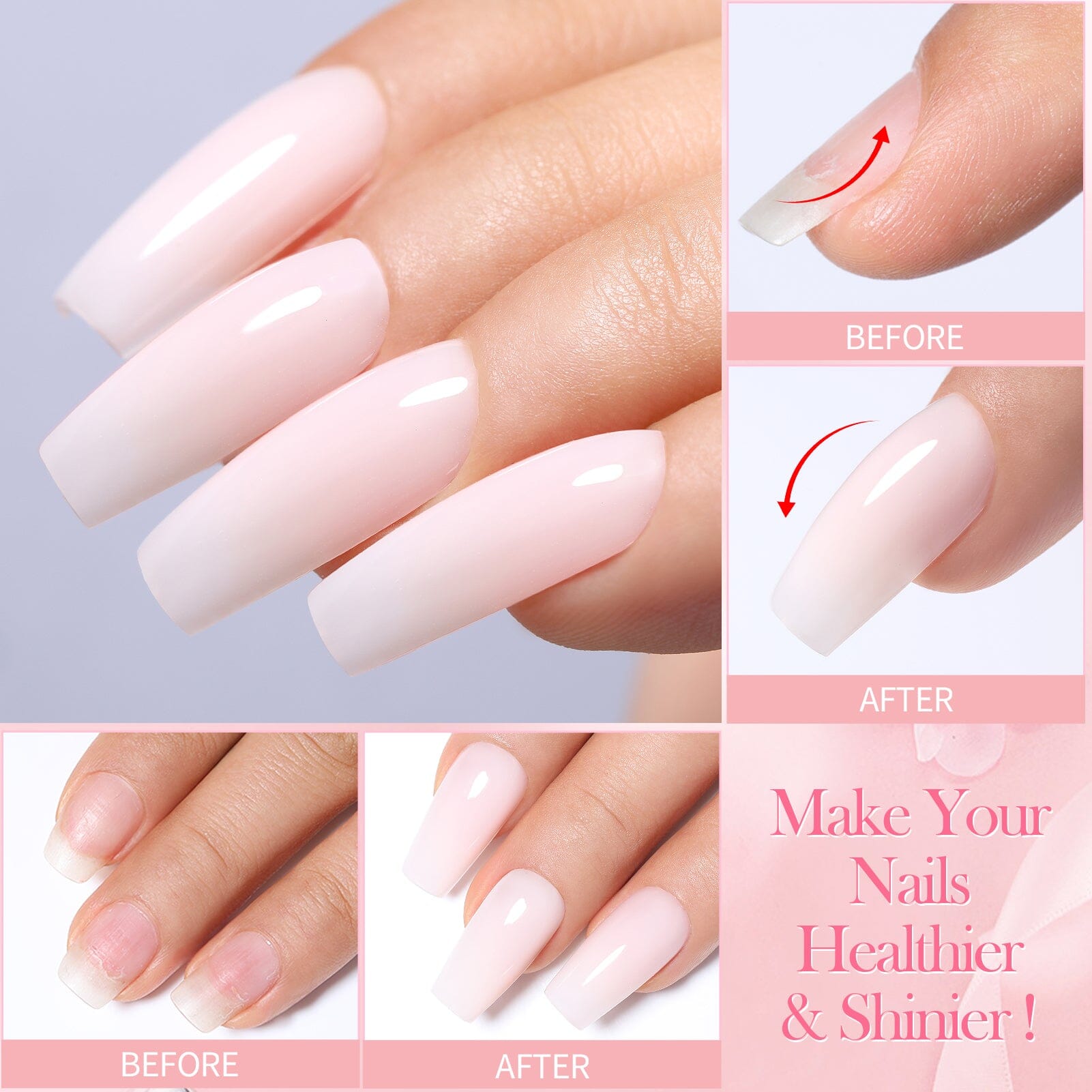 3pcs Set Baby Pink Quick Building Nail Gel Kit Gel Nail Polish BORN PRETTY 
