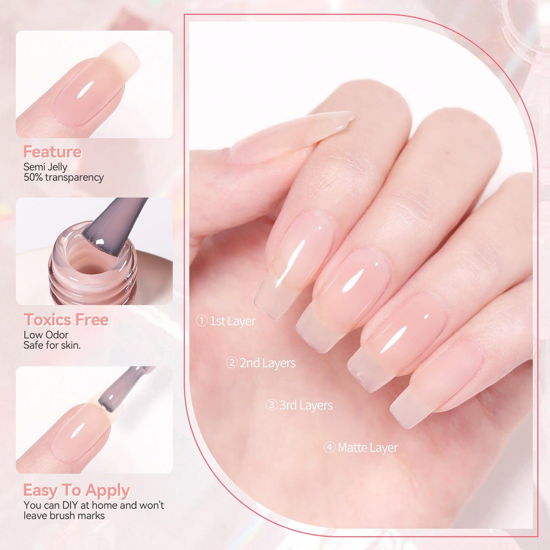 X-Jelly Gel HEMA FREE Semi Jelly Gel Nude #02 15ml Gel Nail Polish BORN PRETTY 