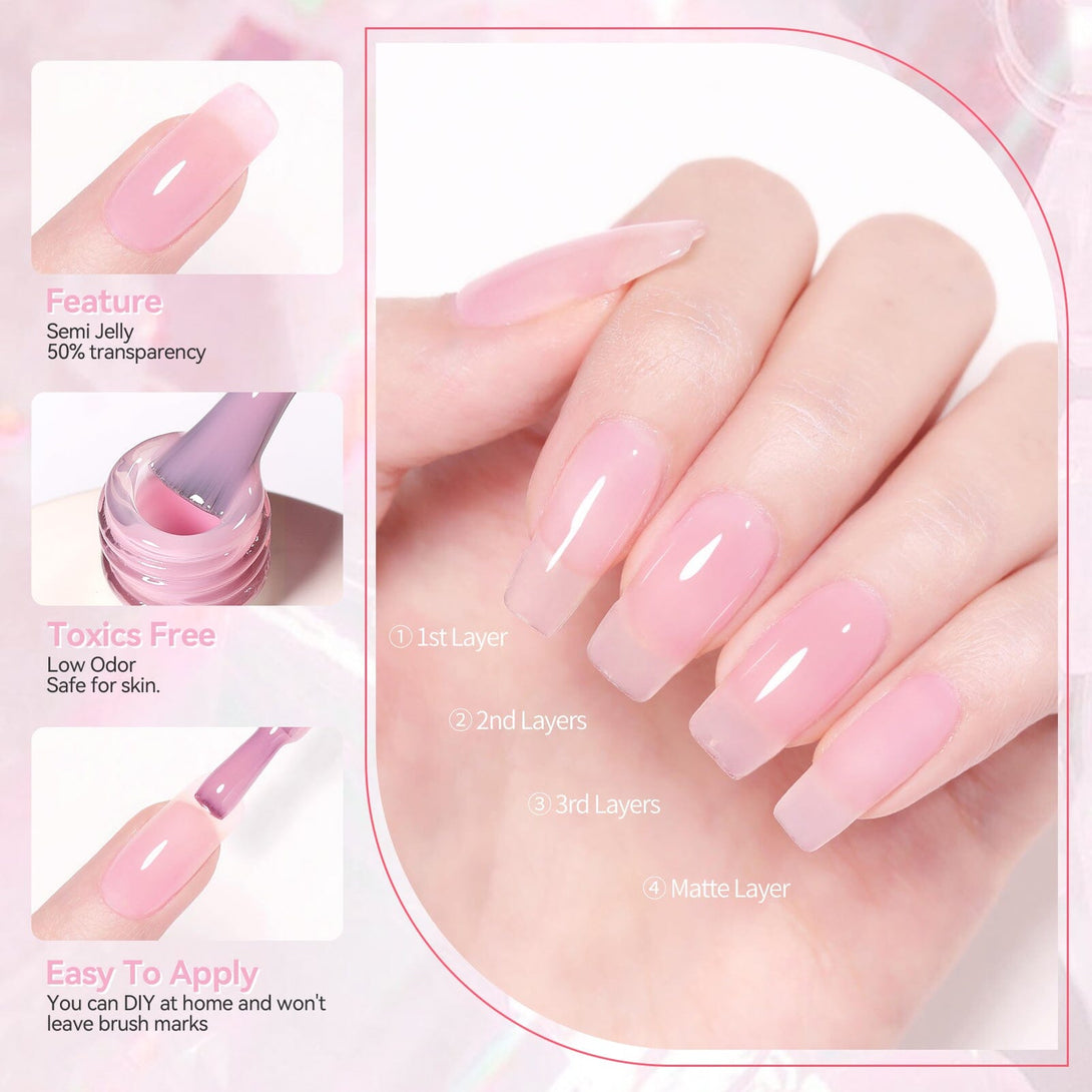 X-Jelly Gel HEMA FREE Semi Jelly Gel Pink #03 15ml Gel Nail Polish BORN PRETTY 