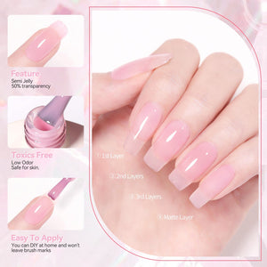 X-Jelly Gel HEMA FREE Semi Jelly Gel Pink #03 15ml Gel Nail Polish BORN PRETTY 