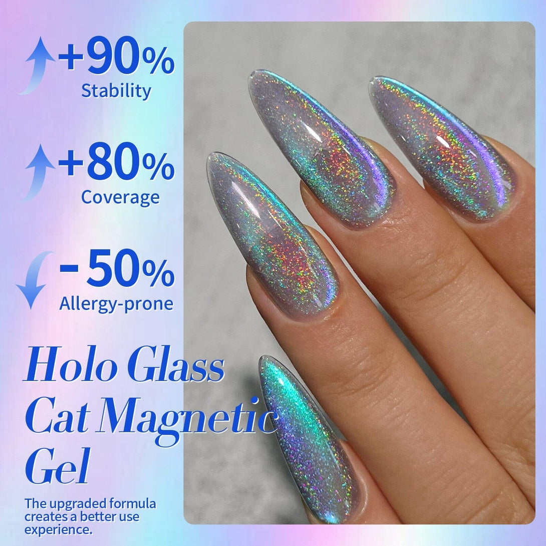 Iridescent Glass Cat Magnetic Gel Blue 15ml Gel Nail Polish BORN PRETTY 
