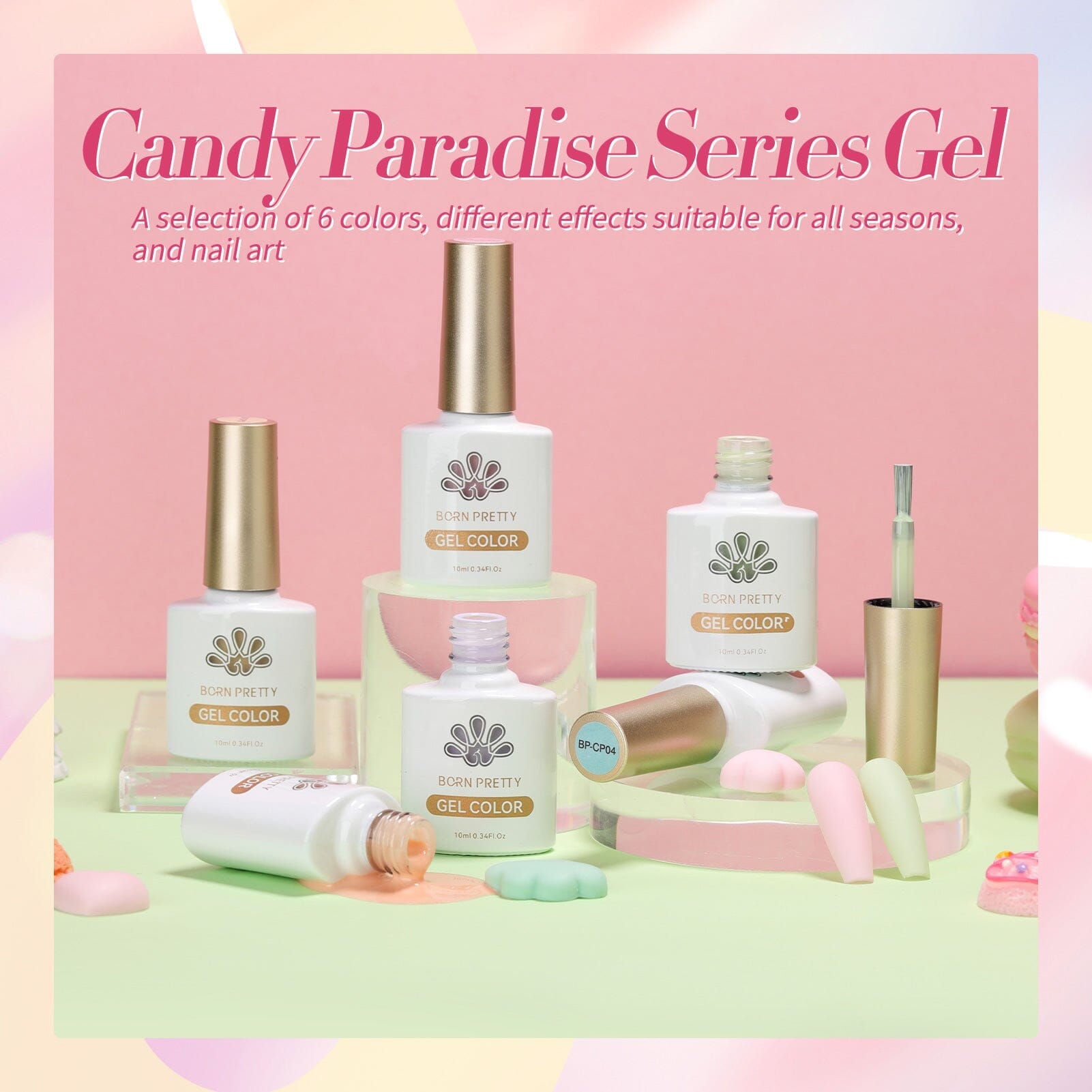 6 Colors Gel Polish Set Candy Paradise 7ml Gel Nail Polish BORN PRETTY 