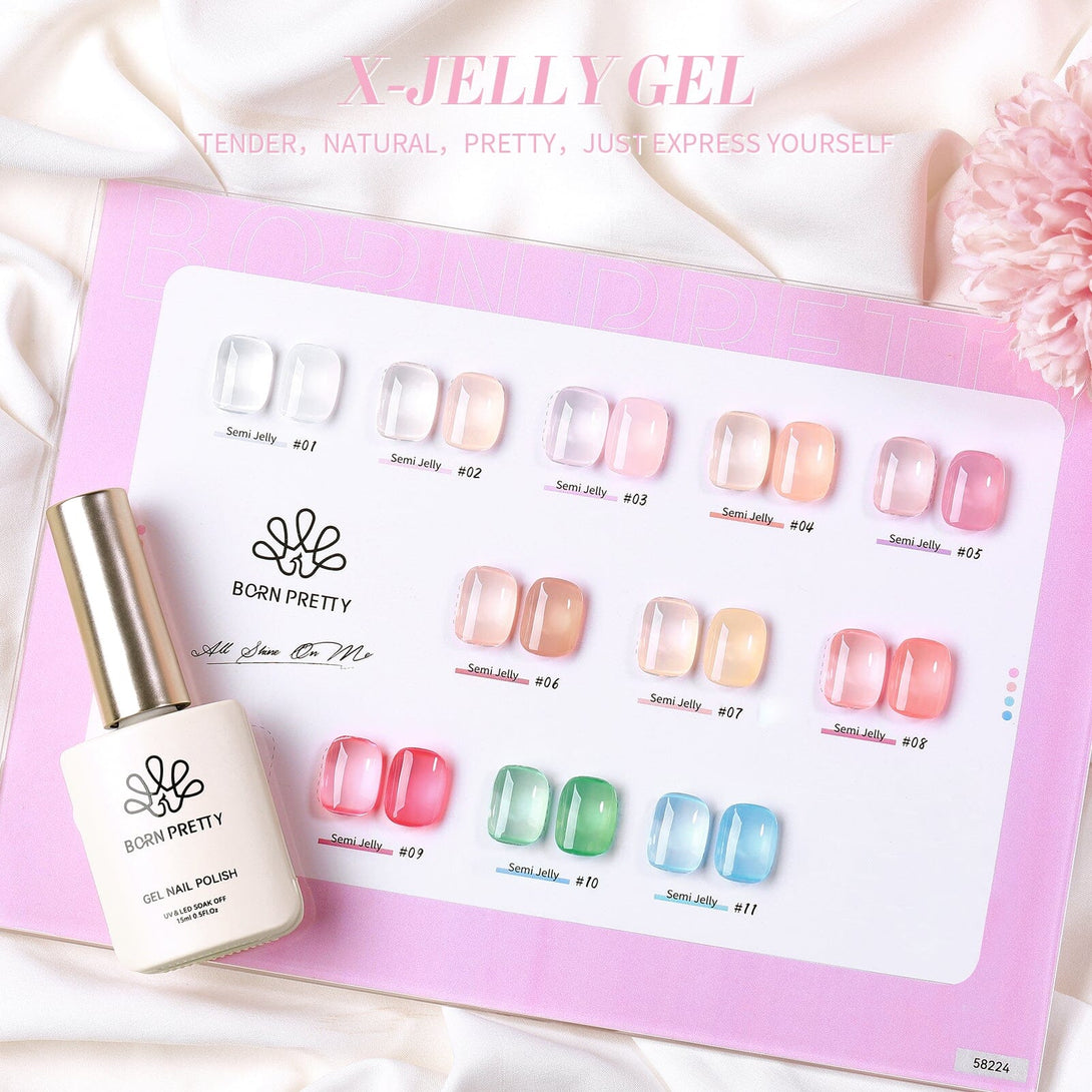 X-Jelly Gel HEMA FREE Semi Jelly Gel Pink #03 15ml Gel Nail Polish BORN PRETTY 