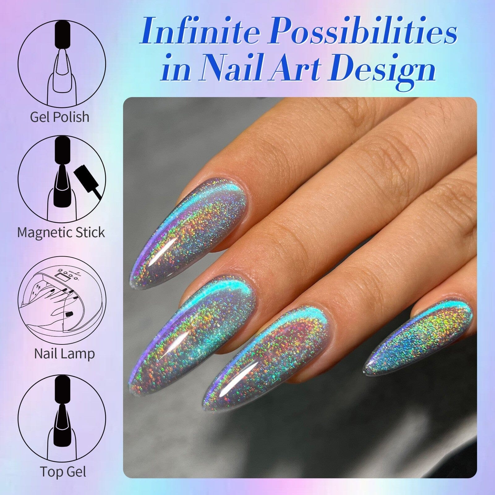 Iridescent Glass Cat Magnetic Gel Blue 15ml Gel Nail Polish BORN PRETTY 