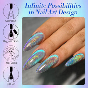 Iridescent Glass Cat Magnetic Gel Blue 15ml Gel Nail Polish BORN PRETTY 