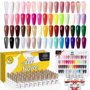 60 Colors Gel Polish Set with 5pcs Base Top Coat Gel Nail Polish BORN PRETTY 