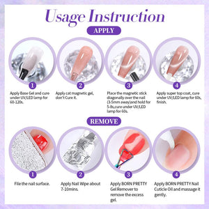 Purple Collection Cat Magnetic Gel Polish 10ml Gel Nail Polish BORN PRETTY 