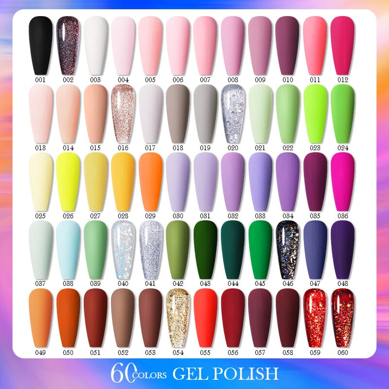 60 Colors Gel Polish Set with Base Top Coat Color Chart Kits & Bundles BORN PRETTY 
