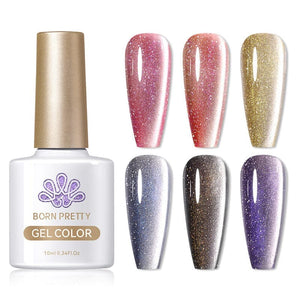 Reflective Moonlight Cat Magnetic Gel 10ml Gel Nail Polish BORN PRETTY 6 Colors with Magnetic Stick 